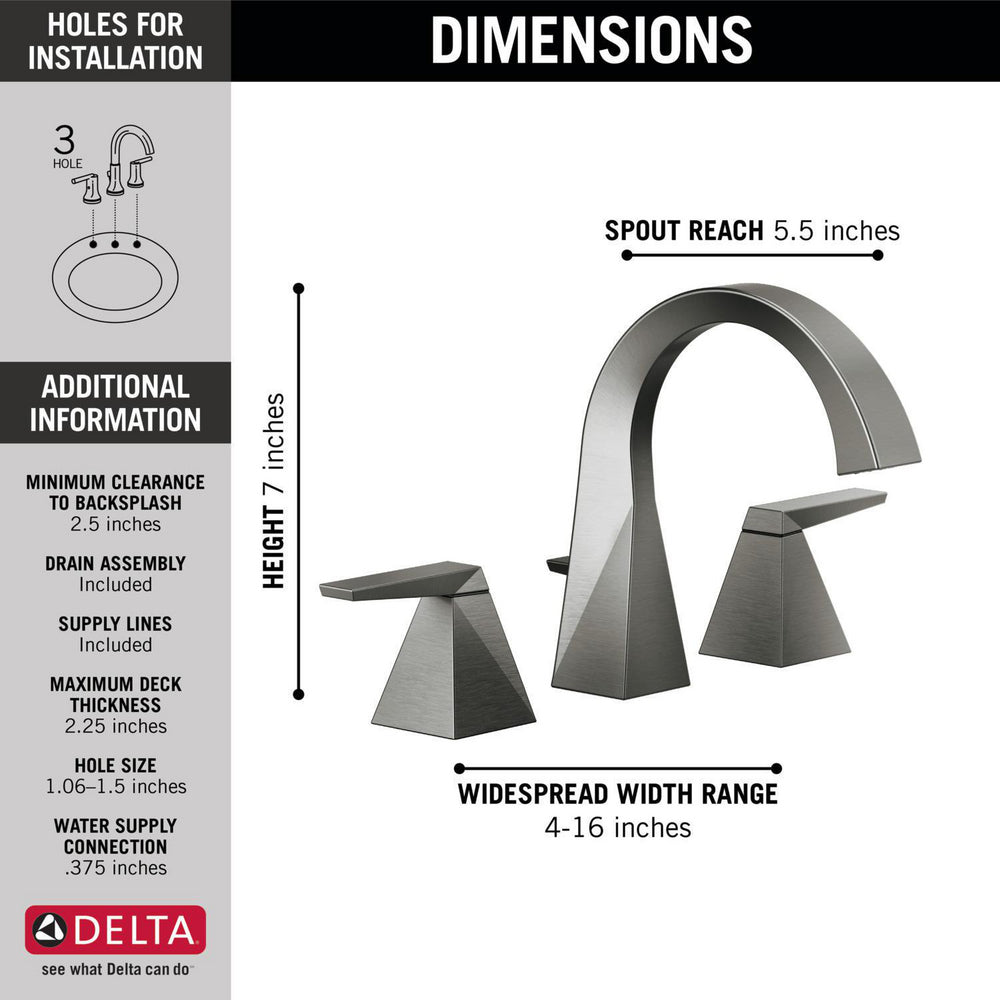 Delta Trillian Two Handle Widespread Bathroom Faucet - 35546