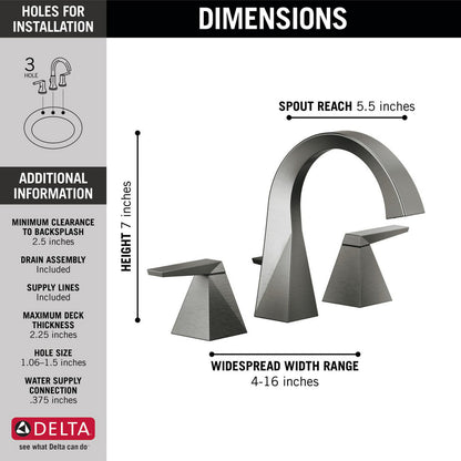 Delta Trillian Two Handle Widespread Bathroom Faucet - 35546