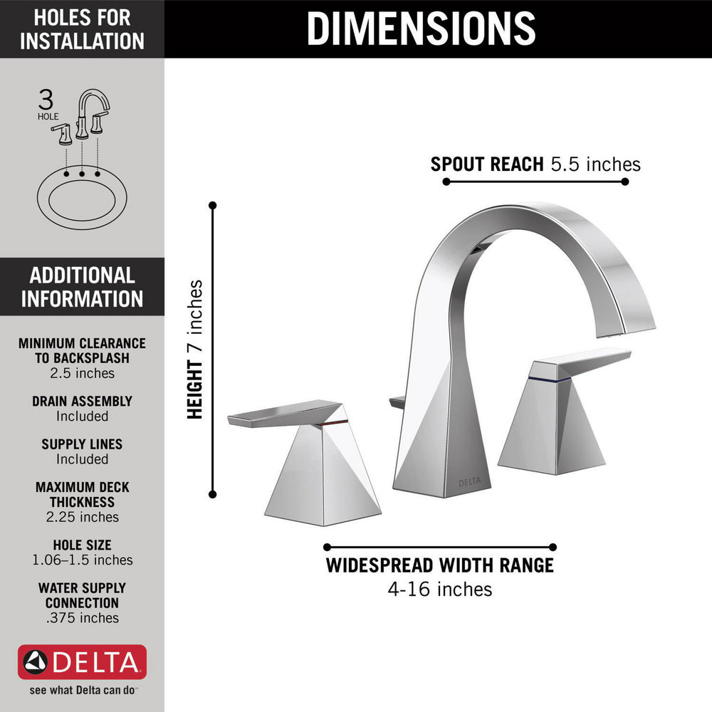 Robinet de salle de bain à deux poignées et entraxe large Delta Trillian - 35546