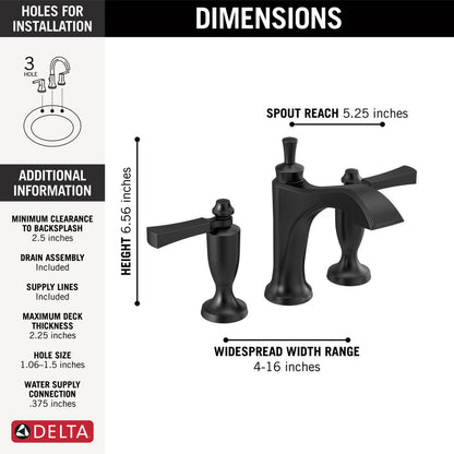 Delta Dorval Two Handle Widespread Bathroom Faucet - 3556