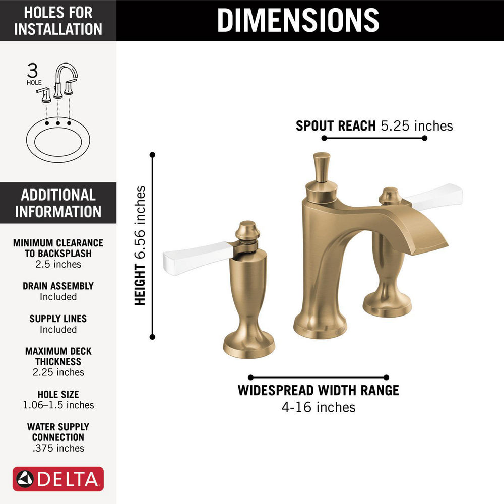 Delta Dorval Two Handle Widespread Bathroom Faucet - 3556