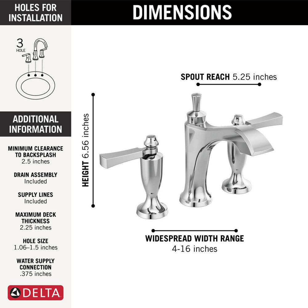 Delta Dorval Two Handle Widespread Bathroom Faucet - 3556