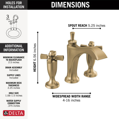 Delta Dorval Two Handle Widespread Bathroom Faucet - 3557