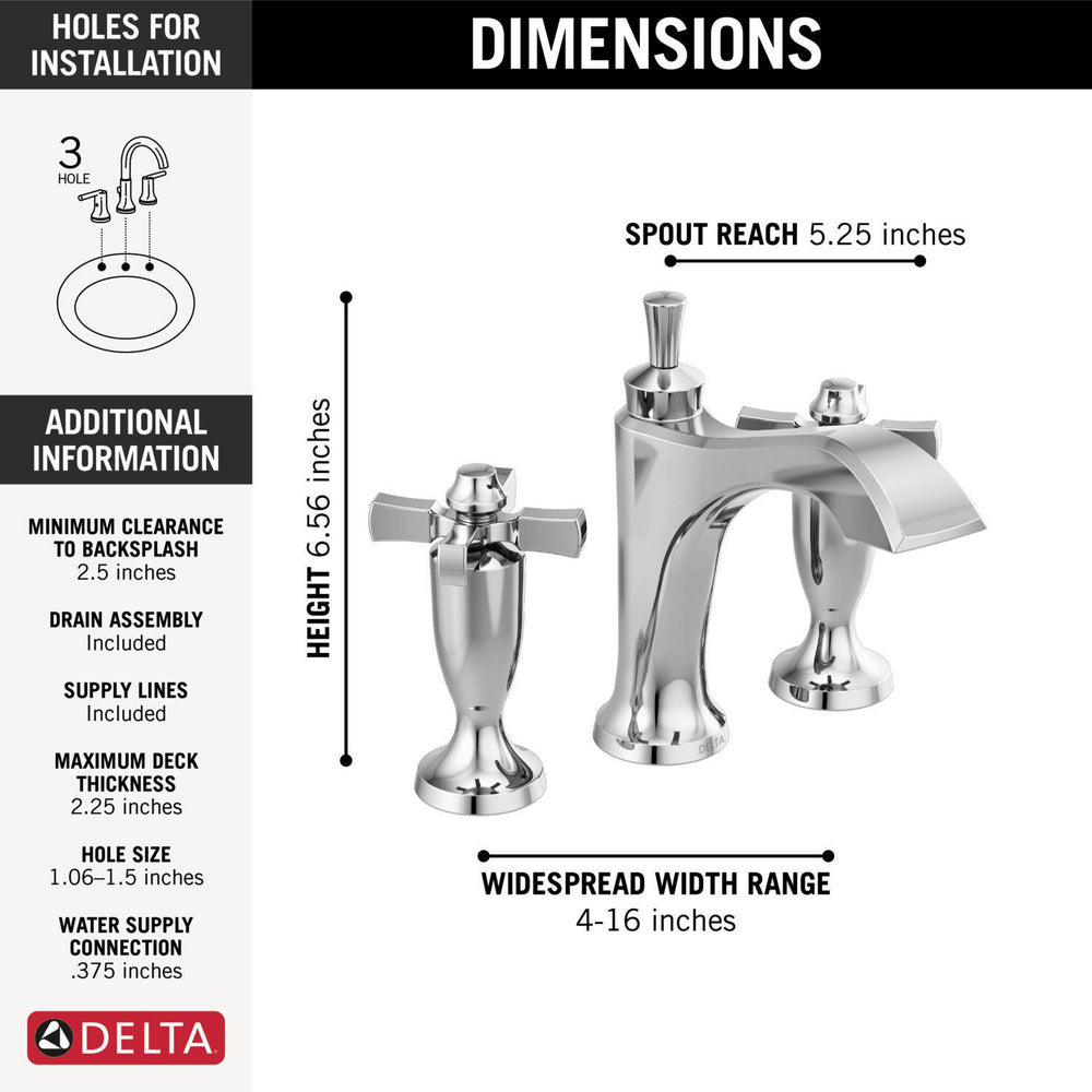 Delta Dorval Two Handle Widespread Bathroom Faucet - 3557