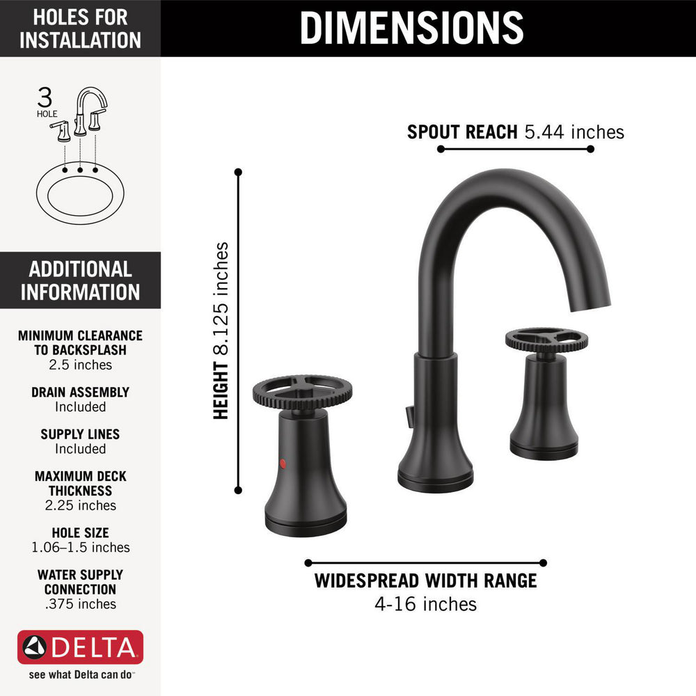 Delta Trinsic Two Handle Widespread Bathroom Faucet - 3558