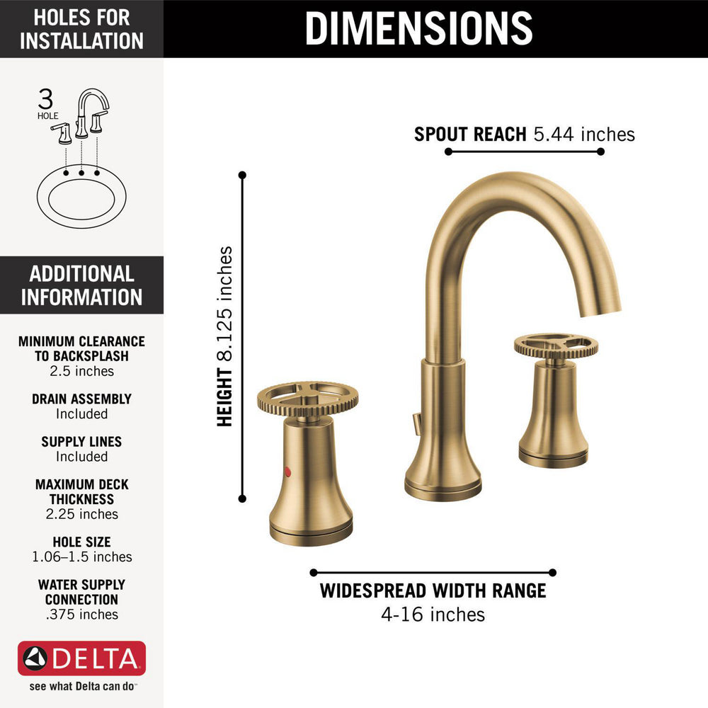 Delta Trinsic Two Handle Widespread Bathroom Faucet - 3558
