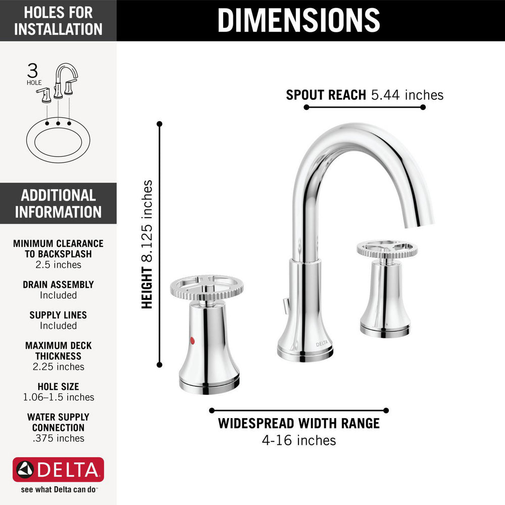 Delta Trinsic Two Handle Widespread Bathroom Faucet - 3558