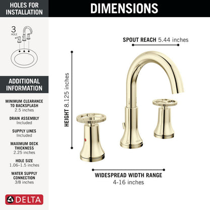 Delta Trinsic Two Handle Widespread Bathroom Faucet - 3558