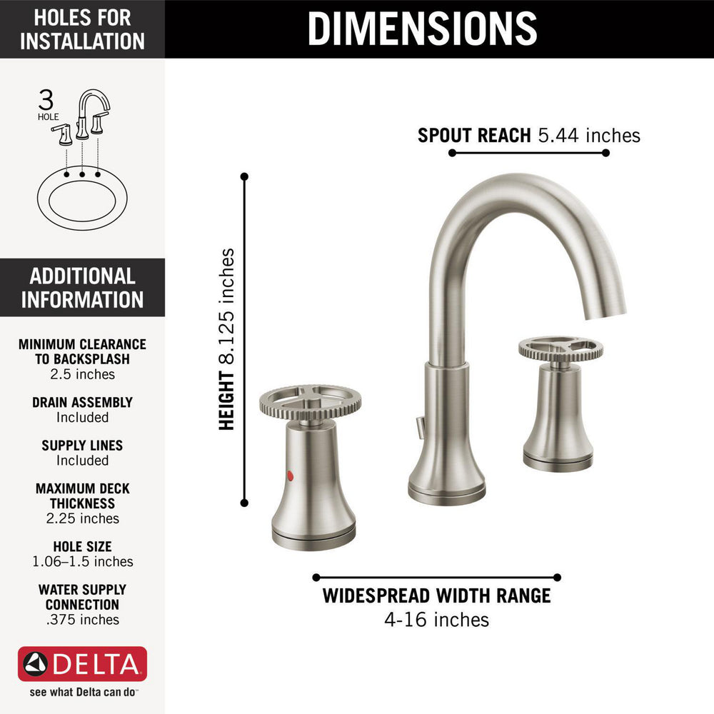 Delta Trinsic Two Handle Widespread Bathroom Faucet - 3558