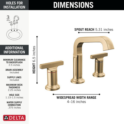 Delta Tetra Two Handle Widespread Bathroom Faucet - 35587