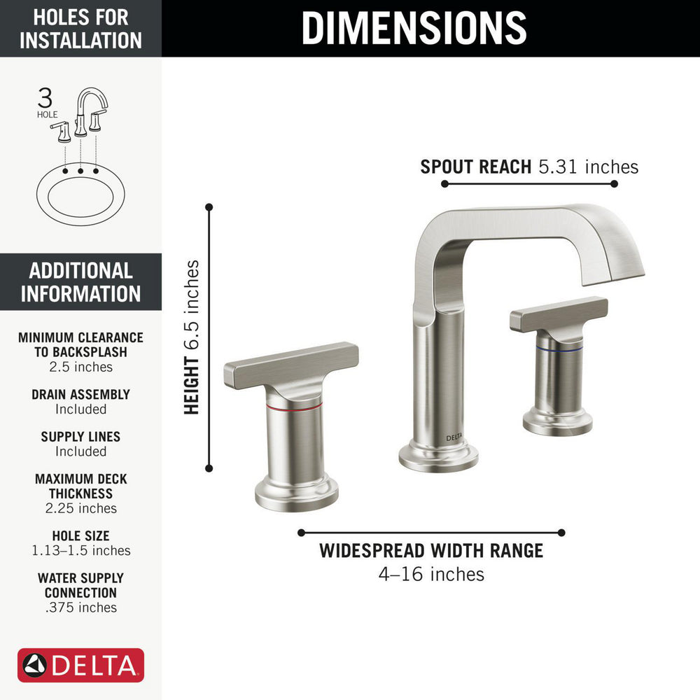 Delta Tetra Two Handle Widespread Bathroom Faucet - 35587