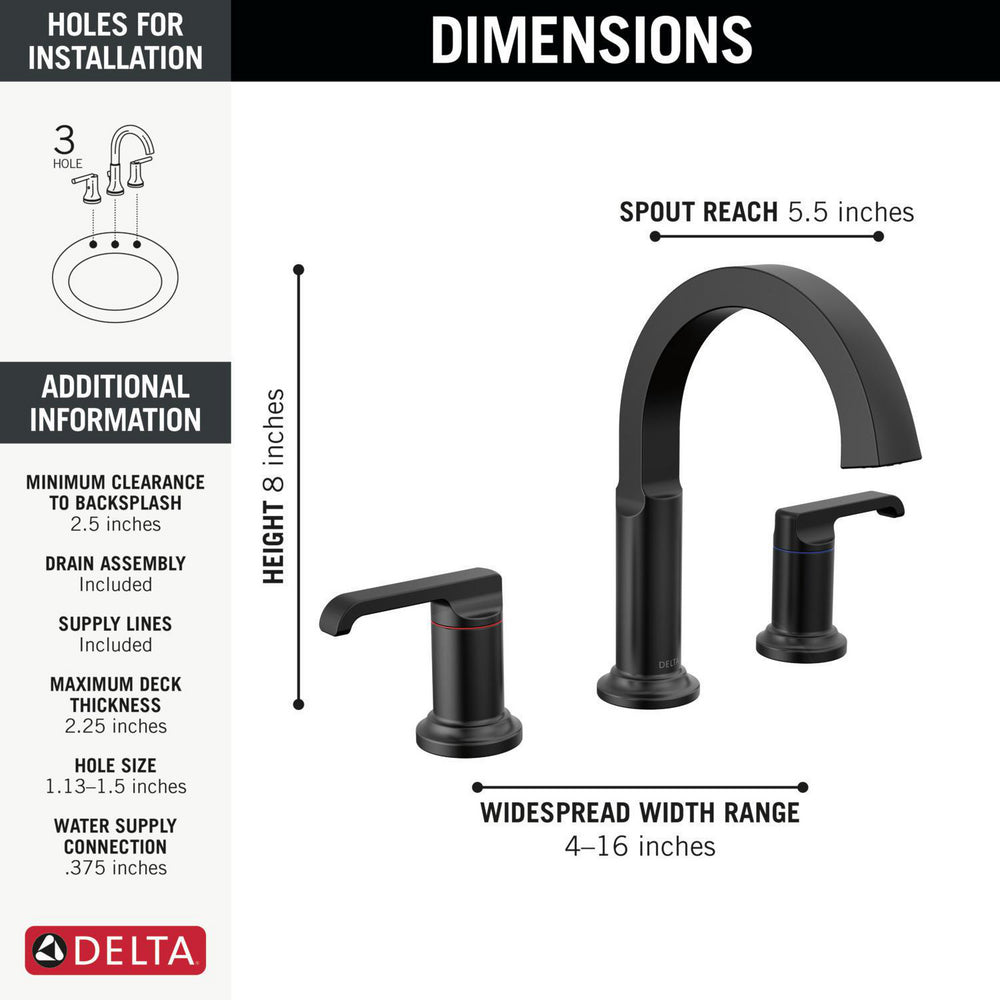 Delta Tetra Two Handle Widespread Bathroom Faucet - 35588
