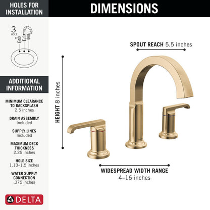 Delta Tetra Two Handle Widespread Bathroom Faucet - 35588