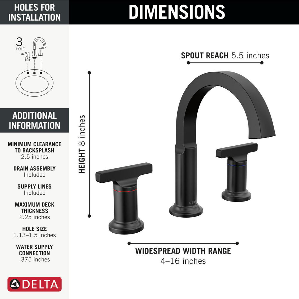 Delta Tetra Two Handle Widespread Bathroom Faucet - 355887