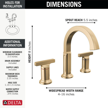 Delta Tetra Two Handle Widespread Bathroom Faucet - 355887
