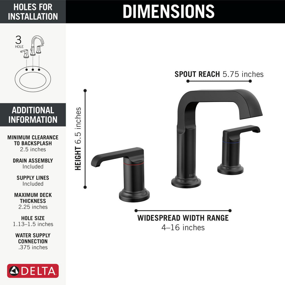 Delta Tetra Two Handle Widespread Bathroom Faucet