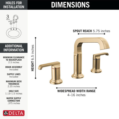Delta Tetra Two Handle Widespread Bathroom Faucet