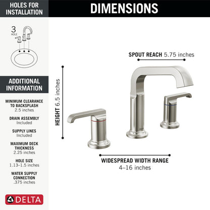 Delta Tetra Two Handle Widespread Bathroom Faucet