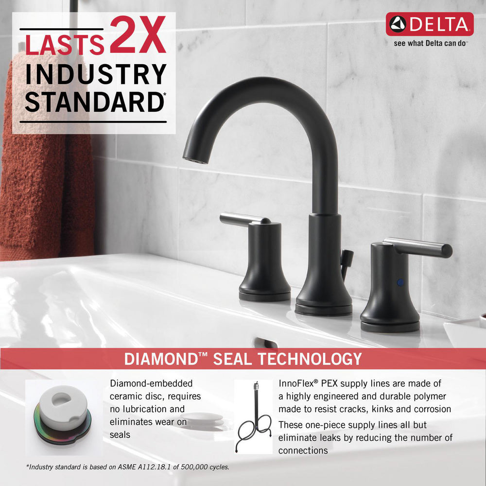 Delta Trinsic Two Handle Widespread Bathroom Faucet - 3559-MPU-DST