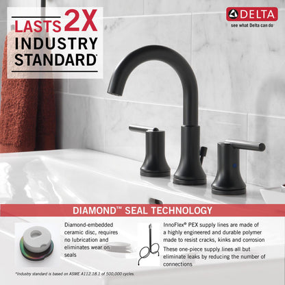 Delta Trinsic Two Handle Widespread Bathroom Faucet - 3559-MPU-DST