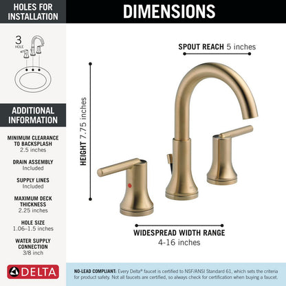 Delta Trinsic Two Handle Widespread Bathroom Faucet - 3559-MPU-DST