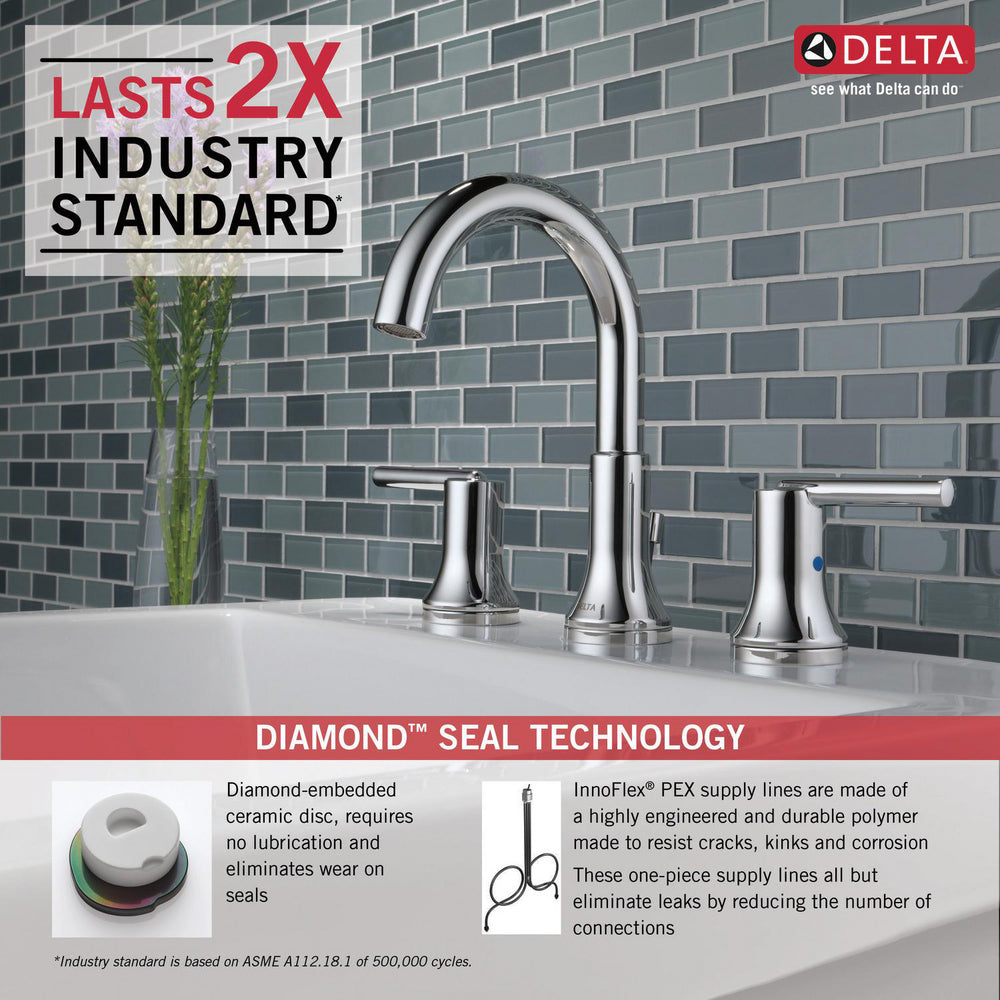 Delta Trinsic Two Handle Widespread Bathroom Faucet - 3559-MPU-DST