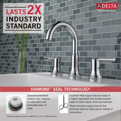 Delta Trinsic Two Handle Widespread Bathroom Faucet - 3559-MPU-DST