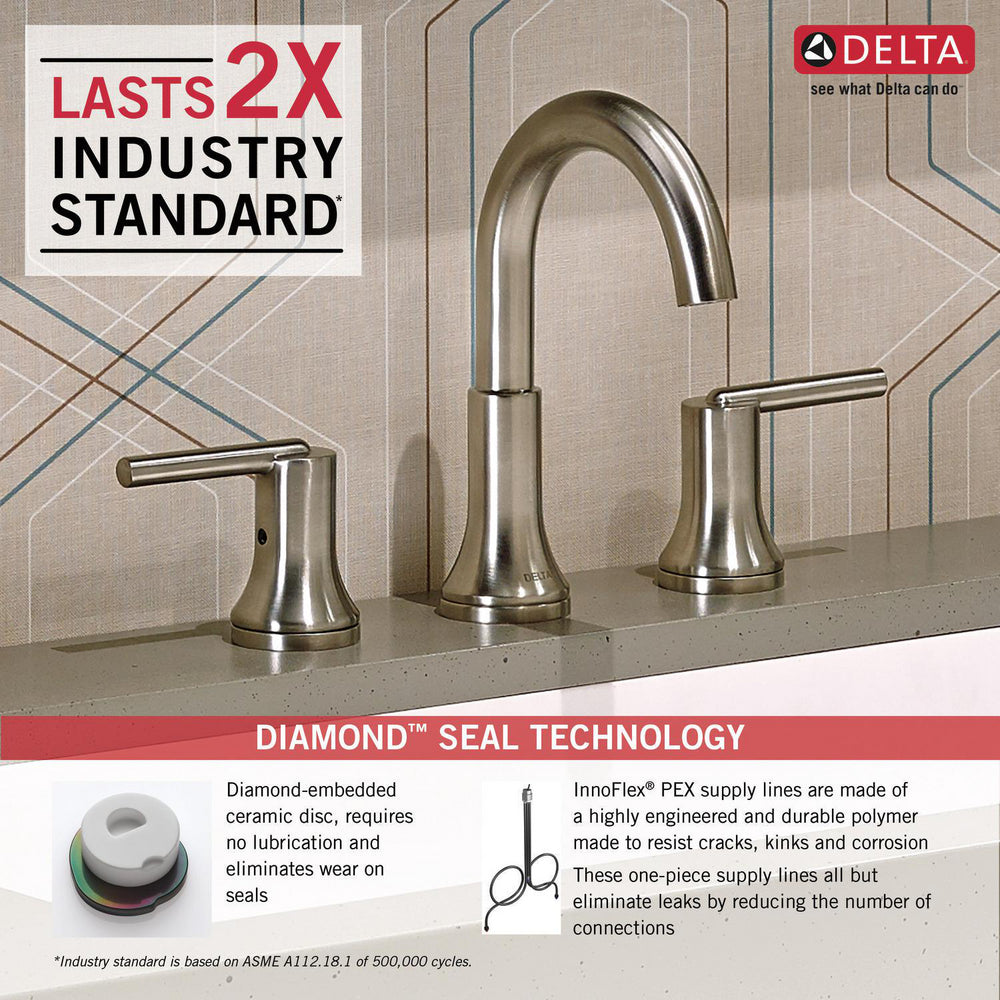 Delta Trinsic Two Handle Widespread Bathroom Faucet - 3559-MPU-DST