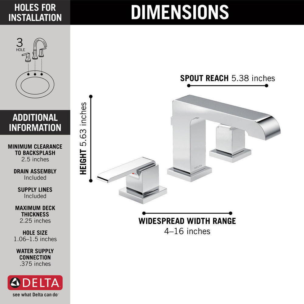 Delta Ara Two Handle Widespread Bathroom Faucet - 3567