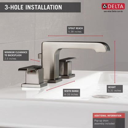 Delta Ara Two Handle Widespread Bathroom Faucet - 3567