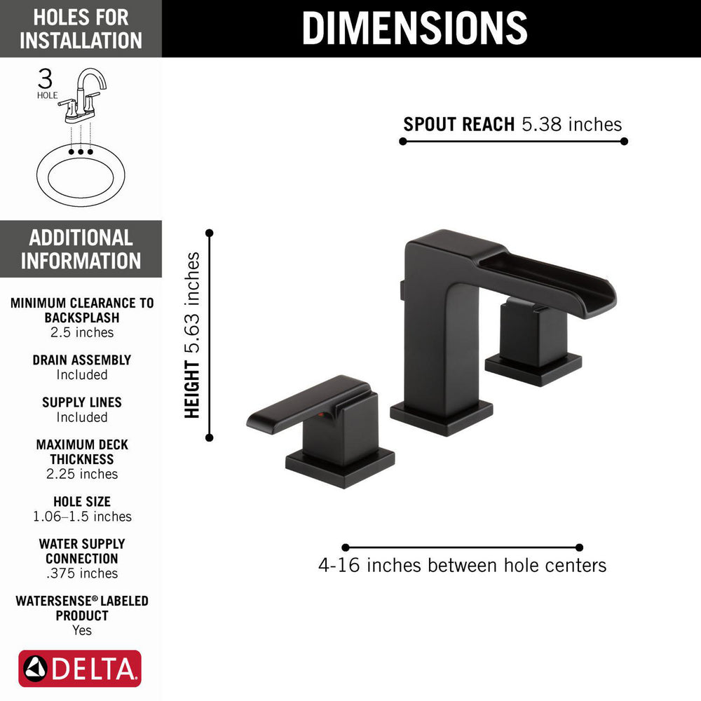 Delta Ara Two Handle Widespread Channel Bathroom Faucet - 3568LF