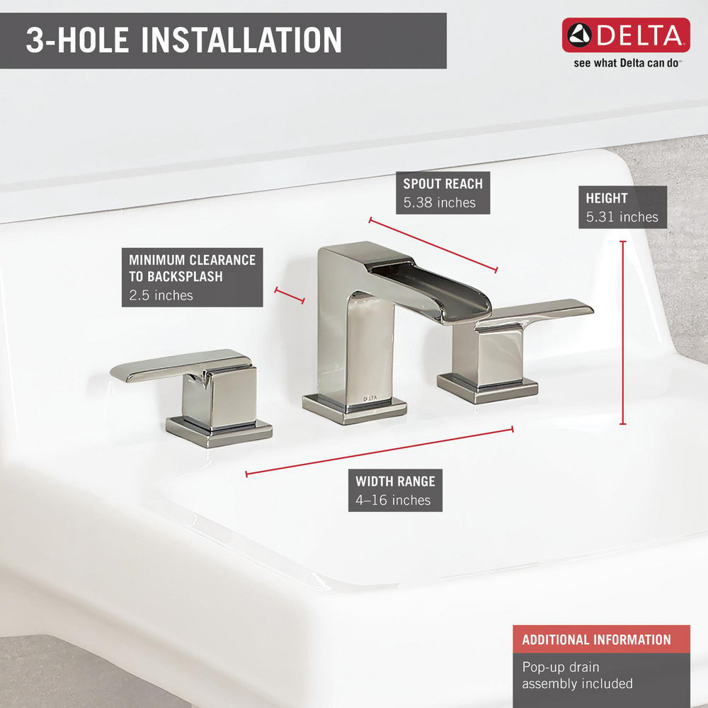 Delta Ara Two Handle Widespread Channel Bathroom Faucet - 3568LF