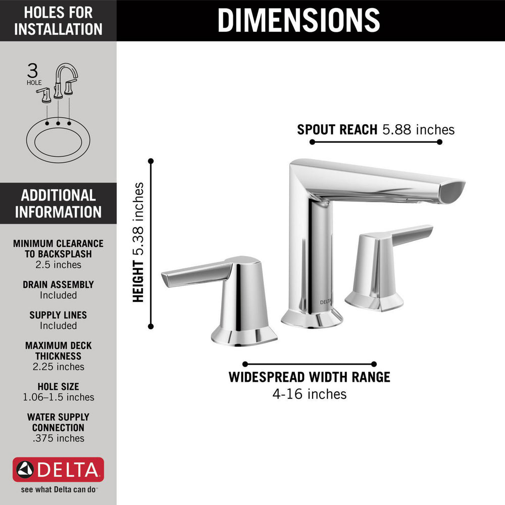 Delta Galeon Two Handle Widespread Bathroom Faucet - 3571
