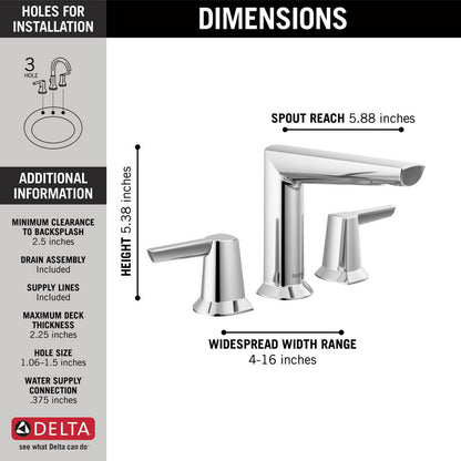 Delta Galeon Two Handle Widespread Bathroom Faucet - 3571