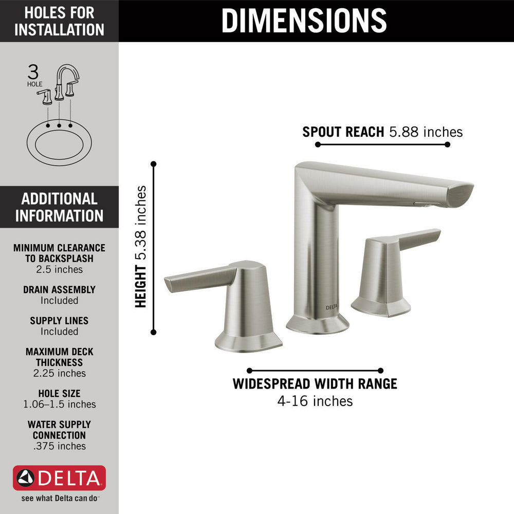 Delta Galeon Two Handle Widespread Bathroom Faucet - 3571