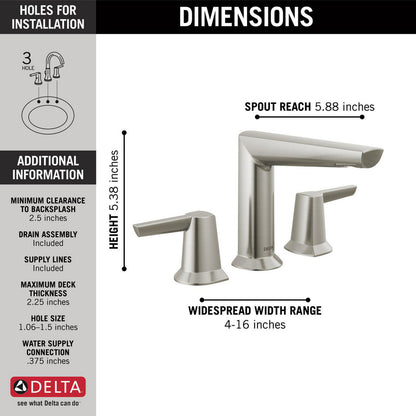 Delta Galeon Two Handle Widespread Bathroom Faucet - 3571