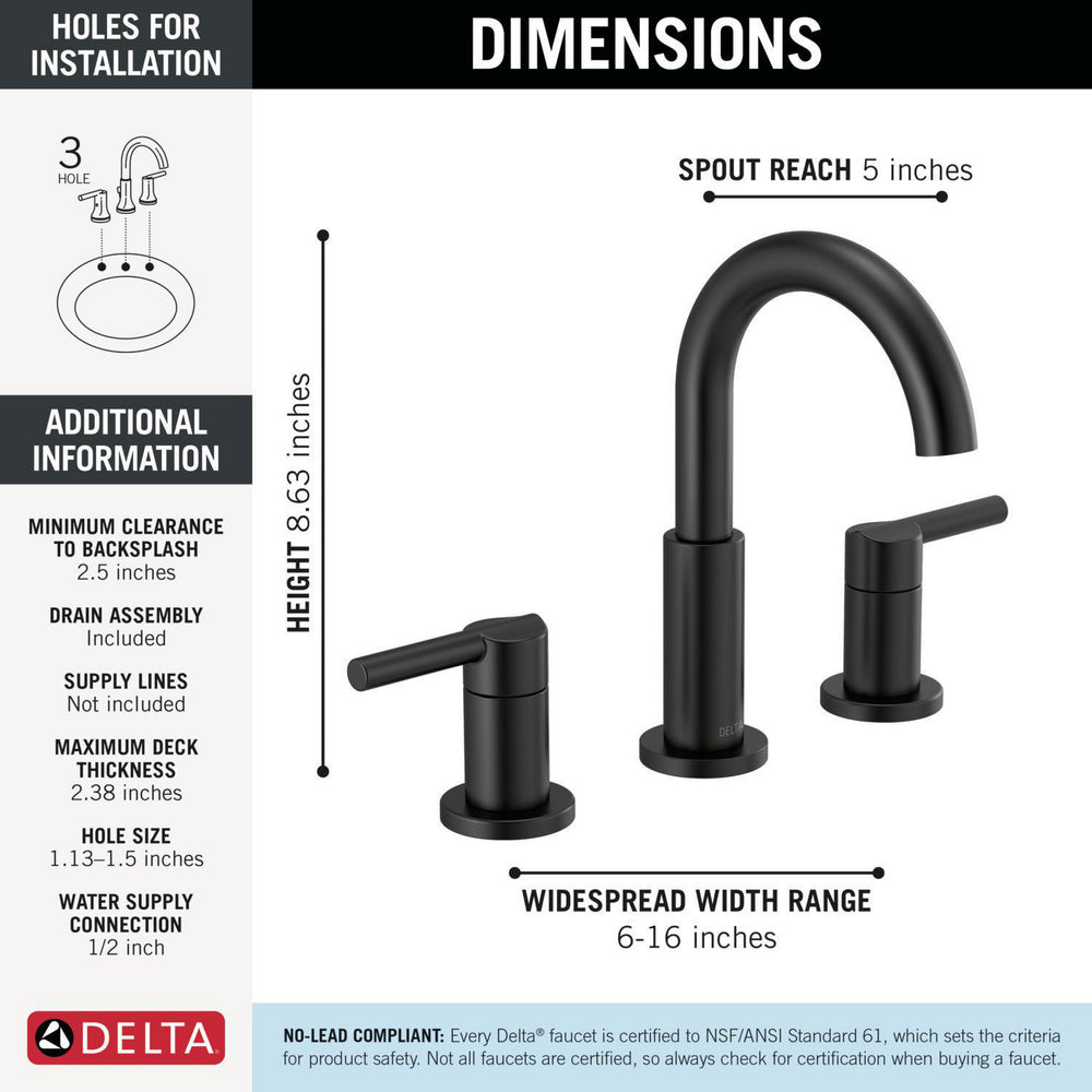 Delta Nicoli Two Handle Widespread Bathroom Faucet - 35749LF