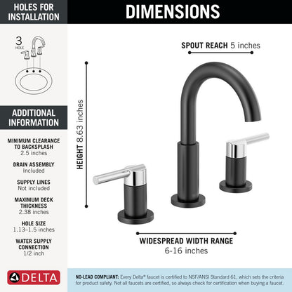 Delta Nicoli Two Handle Widespread Bathroom Faucet - 35749LF