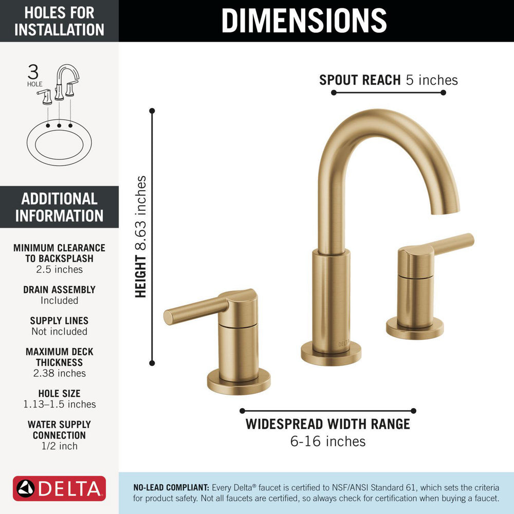 Delta Nicoli Two Handle Widespread Bathroom Faucet - 35749LF