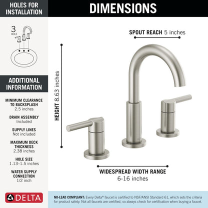 Delta Nicoli Two Handle Widespread Bathroom Faucet - 35749LF