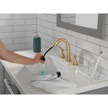 Delta Stryke Two Handle Widespread Pull Down Bathroom Faucet