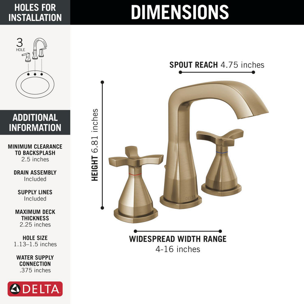 Delta Stryke Widespread Faucet Cross Handles - 357766