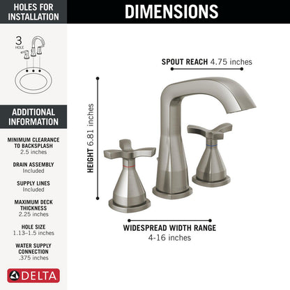 Robinet de lavabo écarté Delta Stryke avec poignées en croix - 357766