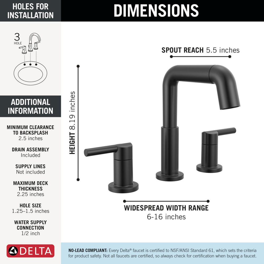 Delta Nicoli Two Handle Widespread Pull-Down Bathroom Faucet