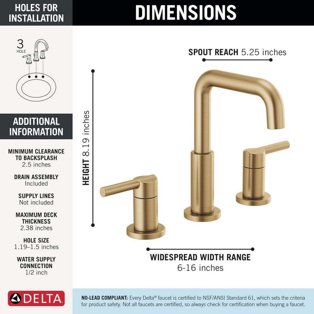 Delta Nicoli Two Handle Widespread Bathroom Faucet - 35849LF