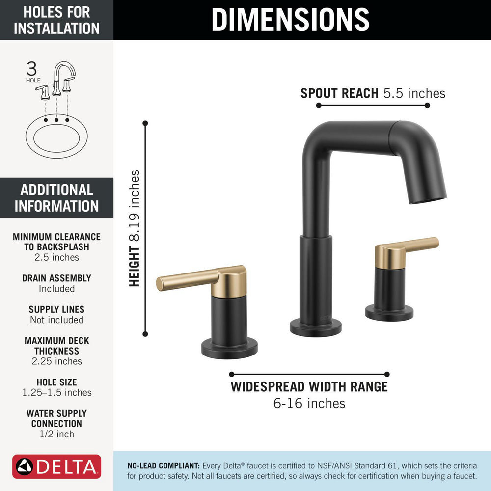 Delta Nicoli Two Handle Widespread Pull-Down Bathroom Faucet