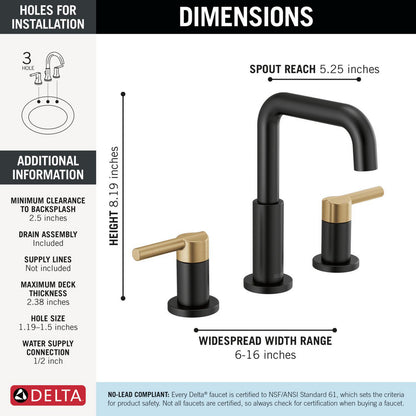 Delta Nicoli Two Handle Widespread Bathroom Faucet - 35849LF