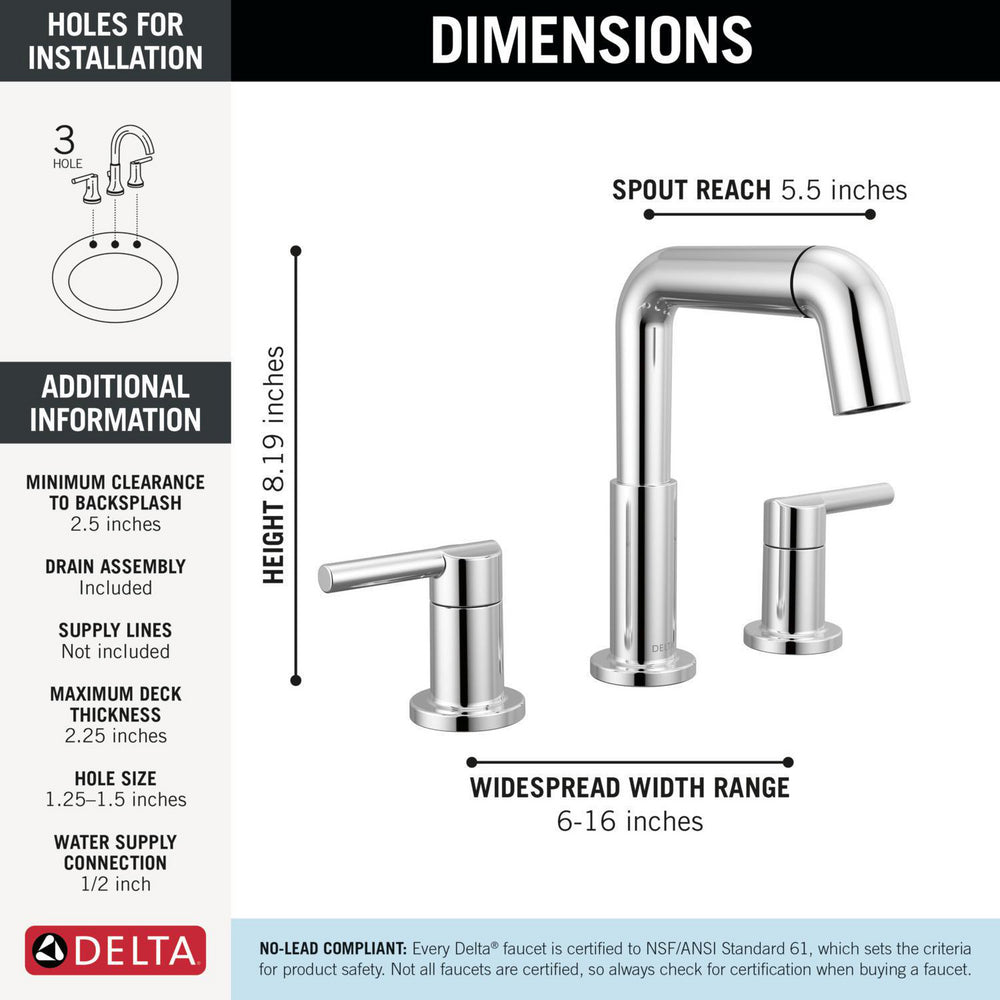 Delta Nicoli Two Handle Widespread Pull-Down Bathroom Faucet