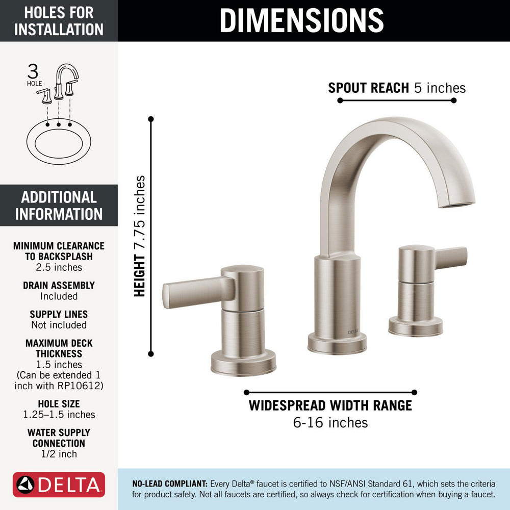 Delta Albion Two Handle Widespread Bathroom Faucet