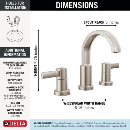 Delta Albion Two Handle Widespread Bathroom Faucet